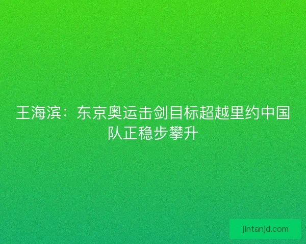 王海滨：东京奥运击剑目标超越里约中国队正稳步攀升